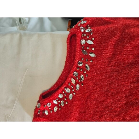 $59 Inc Concepts Womens Red Embellished Cold-Shoulder Wool Sweater Size L - Picture 5 of 9